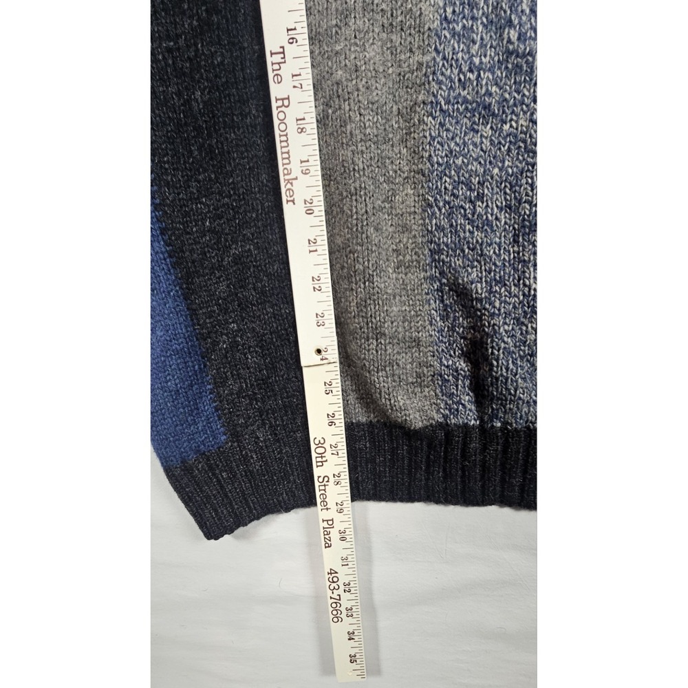 Vintage Structure‎ 100% Wool Sweater Mens XL Colorblock Blue Gray Knit 90s - Picture 6 of 6